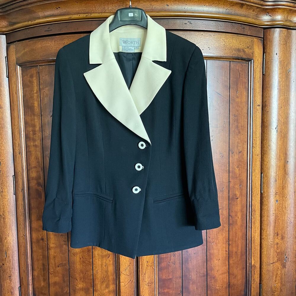 Worth Navy White Button Vintage Sailor Wool Blazer Jacket 4